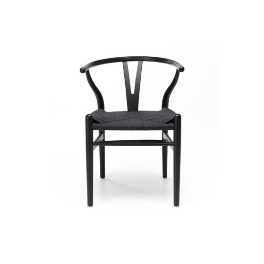 Wishbone Dining Chair Black Oak Black Rope Seat